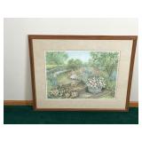 Framed, Numbered and Signed Print by Van Hoose  - Peaceful Area Filled with Flowers - 185/800