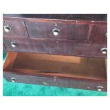 Vintage Solid Wood 5 Drawer Dresser with Wood Casters, Swing Mirror and Skeleton Key to Lock Drawers