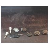 Vintage Solid Wood 5 Drawer Dresser with Wood Casters, Swing Mirror and Skeleton Key to Lock Drawers