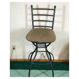 Metal Framed, Slate Top High Top Dining Table with 2 Swivel Chairs  - Also has storage grate below