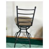 Metal Framed, Slate Top High Top Dining Table with 2 Swivel Chairs  - Also has storage grate below