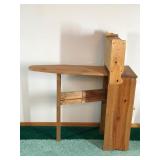 Solid Wood Bathroom Cabinet with Shelving and Small Ironing Board the Folds out in the Back