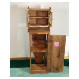 Solid Wood Bathroom Cabinet with Shelving and Small Ironing Board the Folds out in the Back