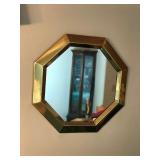Metal Framed Gold Color Mirror - Wall Hanging