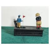 Vintage Birdie Put Cast Iron mechanical Bank Fully functional - Also has some change in it