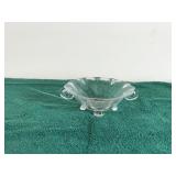 Vintage 2 Handle Footed Candy Dish - Uranium - Glows green in the dark when hit with a black light