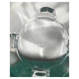 Vintage 2 Handle Footed Candy Dish - Uranium - Glows green in the dark when hit with a black light