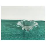 Vintage 2 Handle Footed Candy Dish - Uranium - Glows green in the dark when hit with a black light