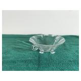 Vintage 2 Handle Footed Candy Dish - Uranium - Glows green in the dark when hit with a black light