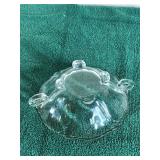 Vintage 2 Handle Footed Candy Dish - Uranium - Glows green in the dark when hit with a black light