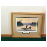 Framed, Signed and Numbered Print by Jerry Raedeke - “Loon Song” - 616/999