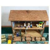 Large Wooden Doll House with Dolls and Furniture
