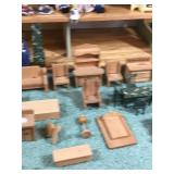Large Wooden Doll House with Dolls and Furniture