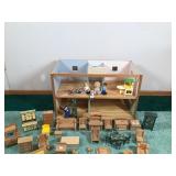 Large Wooden Doll House with Dolls and Furniture