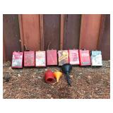 8 - Vintage One Gallon Fuel Cans with 3 Funnels