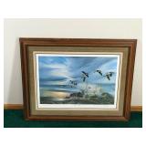 Framed, Signed and Numbered Print by Terry Redlin - “Silent Sunset - Small Flock of Canadian Geese (Honkers) - 333/960