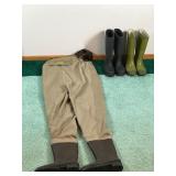Cabelas Waders Size 10 and 2 Pair of Rubber Boots