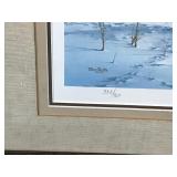 Framed, Signed and Numbered Print by Terry Redlin - “Breaking Away - Hungarian Partridge (Huns) and Wood Pile” - 333/960