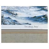 Framed, Signed and Numbered Print by Terry Redlin - “Breaking Away - Hungarian Partridge (Huns) and Wood Pile” - 333/960