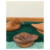 3 - Carved Wood Duck Decoys - 2 are Labeled on the Bottom of who was the Maker