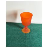 Vintage Orange Glass Goblet - 8” tall