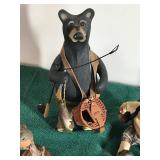 Lot of Figurines - Fishing Bear from the Hadley Collection - Wood Mushroom Salt & Pepper Shakers - Artificial Deer Horn - Robin - Golfer - Wood Birds and More