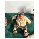 Lot of Figurines - Fishing Bear from the Hadley Collection - Wood Mushroom Salt & Pepper Shakers - Artificial Deer Horn - Robin - Golfer - Wood Birds and More