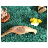 Lot of Figurines - Fishing Bear from the Hadley Collection - Wood Mushroom Salt & Pepper Shakers - Artificial Deer Horn - Robin - Golfer - Wood Birds and More