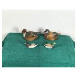 4 - Collectible Duck Figurines - 2 are Wood and Signed on the bottom