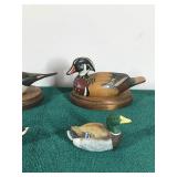 4 - Collectible Duck Figurines - 2 are Wood and Signed on the bottom