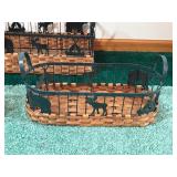 3 - Metal Framed Weaved Baskets with Bear - Moose and Canoes for Design