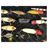 Tackle Box Full of Vintage Fishing Lures - Wooden Lures with Glass Eyes
