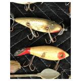 Tackle Box Full of Vintage Fishing Lures - Wooden Lures with Glass Eyes