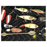 Tackle Box Full of Vintage Fishing Lures - Wooden Lures with Glass Eyes