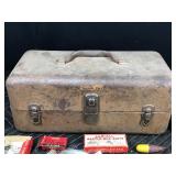 Vintage Tackle Box with Od Fishing Lures, Old Bobbers, Lure Boxes and More