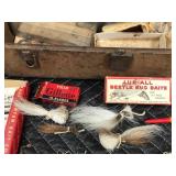 Vintage Tackle Box with Od Fishing Lures, Old Bobbers, Lure Boxes and More