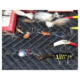 Vintage Tackle Box with Od Fishing Lures, Old Bobbers, Lure Boxes and More