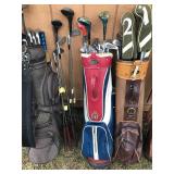 4 - Golf Bags with Club and all Kinds of Surprises in The Pockets