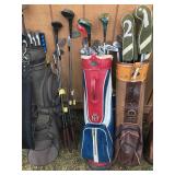 4 - Golf Bags with Club and all Kinds of Surprises in The Pockets
