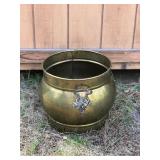 Vintage Hammered Brass Jardiniere, English Style Planter Pot, brass