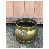 Vintage Hammered Brass Jardiniere, English Style Planter Pot, brass