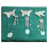 3 - Copper Wind Chimes - 2 Butterflies and 1 Frog