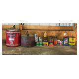 Lot of Vintage Oil, Gas Cans and More