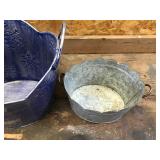 2 - Metal Baskets / One has roses on the side and the other has snow flakes