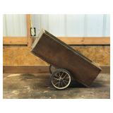 Small Homemade Cart with Vintage Wheels - Work Perfect for a Flower Bed