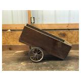 Small Homemade Cart with Vintage Wheels - Work Perfect for a Flower Bed