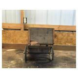Small Homemade Cart with Vintage Wheels - Work Perfect for a Flower Bed