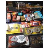 Tote of New and used tools and hardware