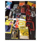 Tote of New and used tools and hardware