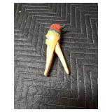 Hand carved small nutcracker, Trondheim small wooden shoe, Sportsman knife from Raurie Gas